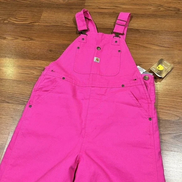 NWT Carhartt Insulated Overalls Coveralls Bibs Girls Size 12 Raspberry Rose Pink